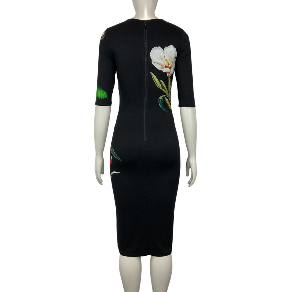Olivia Botanical Essential Floral Delora Crewneck Midi Dress Size 2 - Picture 3 of 6